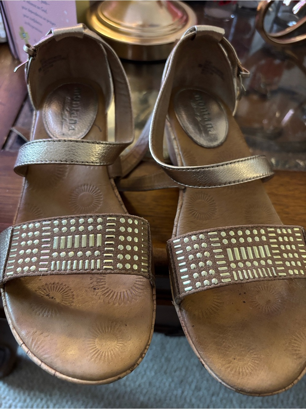 Montana Metallic Bronze Studded Women's Sandals